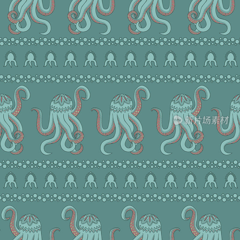 Seamless pattern background of the ocean.